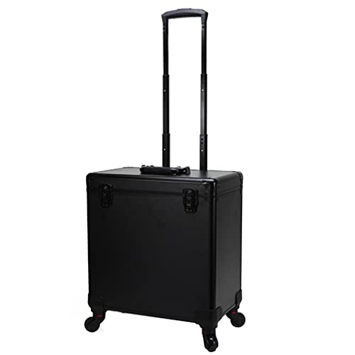 Maleta de peluquería para tijeras de peluquería, caja de herramientas, maleta de gran capacidad con ruedas, estuche de maquillaje (color: negro, tamaño: 43 x 25 x 43 cm) (negro 43 x 25 x 43 cm)
