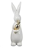 formano keramik geschirr Dekofigur Hase mit Möhre. Blickfang: Dieser schöne Hase in edlem weiß gold Design bietet Ihnen zahlreiche Dekorationsmöglichkeiten und passt zu sämtlichen Wohnstilen.