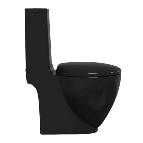 WC sur pied moderne noir céramique avec chasse d'eau 65cm