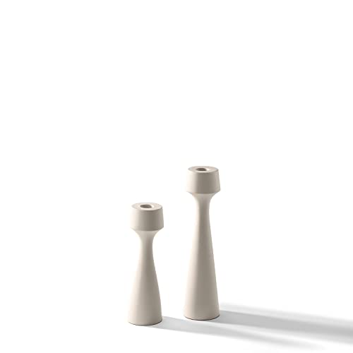 Tall Modern Candle Holders For Taper Candlesticks - Set Of 2, Matte Finish, 7 And 9 Inch Tall, Neutral Cream, Boho Candle Holders For Spring Home Decor #TOP6