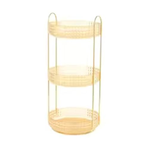 多機能リップスティック収納ボックス 回転引き出し メイクアップ 透明デスクトップ スキンケア製品ラック(Yellow three layers)