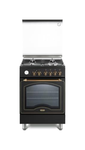 De'Longhi PEMA 664 CLSG Cuisinière à gaz, 60 cm, four électrique multifonctions, 4 brûleurs, 1...