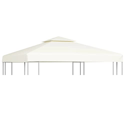 vidaXL Cream White 10'x10' Gazebo Canopy Top Replacement Cover 2 Tier Outdoor Garden