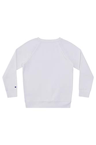 Champion Unisex Heritage Boy and Girls Fleece Pullover Champion Scipt Sweatshirt (Medium, White Tie