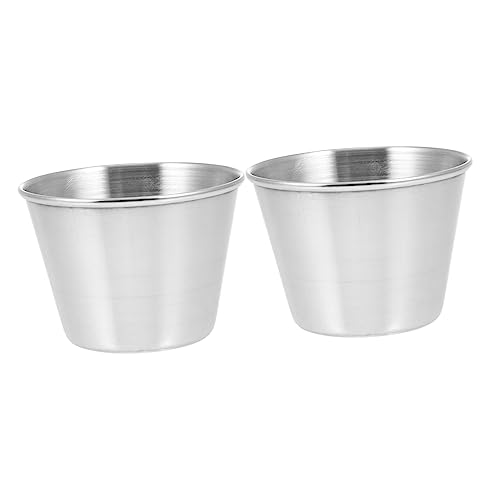 Unomor 2pcs Sauce Cup Dip Cup Sauce Cups Dipping Bowls Dipping Cup for Soy Sauce Tray Gravy Boat Soy Sauce Bowl Flavor Dishes Sauce Dish Ketchup Vegetable Salad Cup Silver Stainless Steel