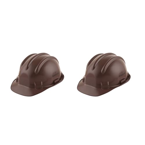 Image of KARAM PN521 Safety Helmet for Men Construction Helmet | Ratchet Type Adjustment with Adjustable Chin Strap | Work Helmet with Side Slot for Attachment | is:2925:1984 Certified | Brown | Pack of 2