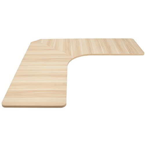 VIVO Universal 71 x 71 inch Curved Corner Table Top for L-Shape Sit to Stand Height Adjustable Home and Office 3-Leg Desk Frames, Light Wood Desktop, DESK-TOP2CC