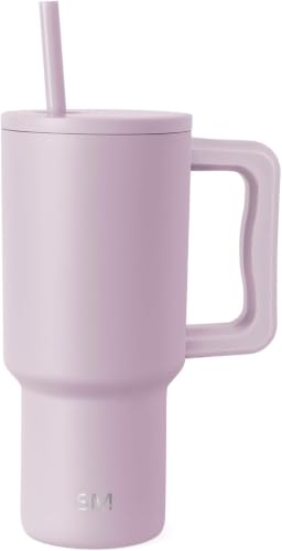 Image of Simple Modern 30 oz Trek Tumbler with Handle and Straw Lid | Cup Holder Friendly Insulated Stainless Steel Travel Mug | Lavender Mist (Pack of 12)