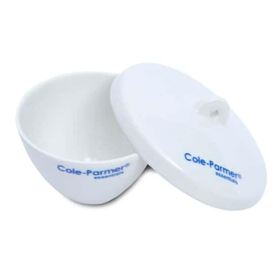 Cole-Parmer Wide-Form Crucible with Cover, Porcelain, 10 mL, 6/pk