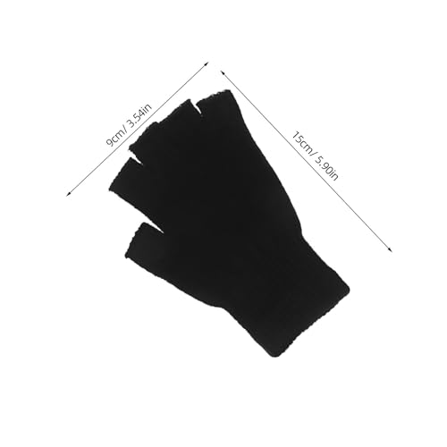 Didiseaon 1 Pair Kids Half Finger Gloves Winter Warm Knitted Fingerless Mittens Breathable Black Gloves for Children Typing Writing Cycling and Outdoor Activities4