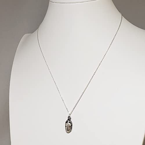 Egyptian Scarab Pendant Necklace - Antique Silver Plated2