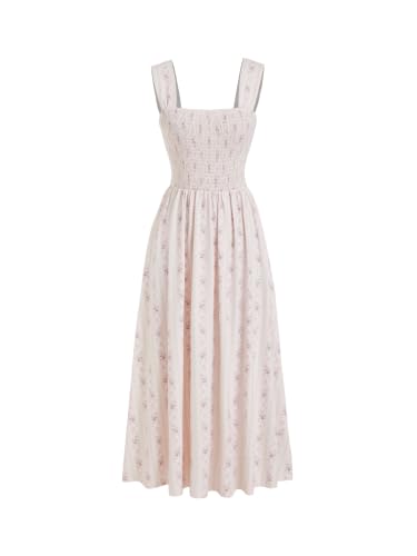 Image of CIDER Womens Floral Smocked Dresses Square Neck Long Midi Sundress