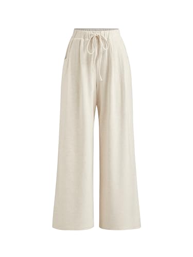 CIDER Women's Wide Leg Lounge Pants Elastic Waist Drawstring Casual Trousers