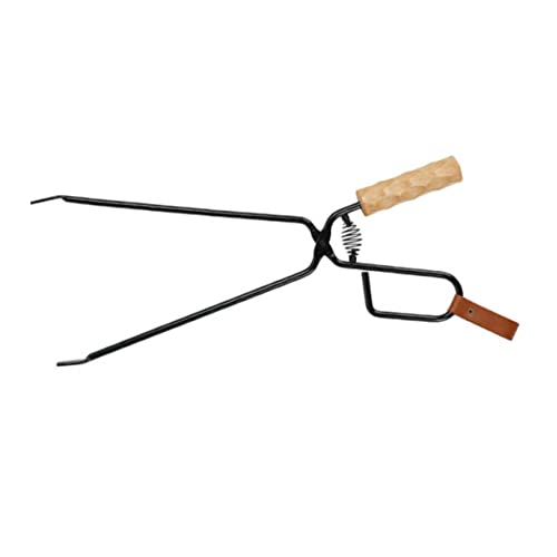 TOYANDONA Pinzas para de Barbacoa Largas para Camping y Barbacoas Hierro Mango de Madera 1 Pieza Antideslizante