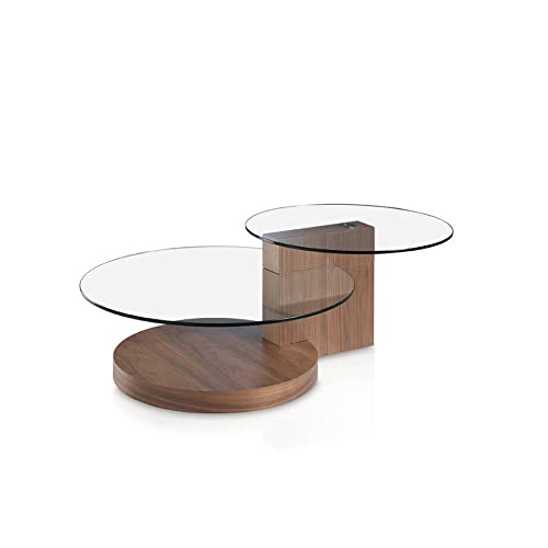 Angel Cerdá - Table Basse avec Double Plateau en Verre et Base en Noyer - Table Basse Moderne et Élégante - Originale et Versatile - Élégante et Versatile -...