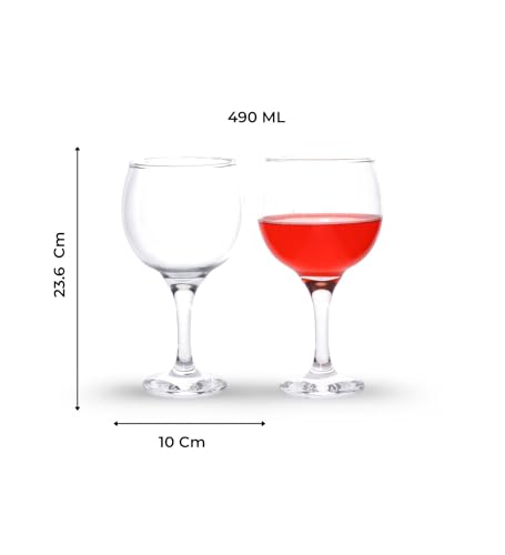 Image of Table & Tale Barone 490 ml Wine Glass Set of 2 from Brazil | Crystal Red & White Wine Glasses for Home, Bar, Parties | Elegant Stemware for Cabernet, Pinot Noir, Chardonnay & More