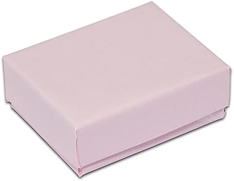 TheDisplayGuys 100-Pack #10 Cotton Filled Cardboard Paper Jewelry Box Gift Case - Pink (1 15/16" x 1 1/4" x 11/16")