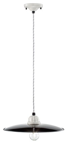 Suspension en céramique blanche 35 cm abat-jour rétro vintage