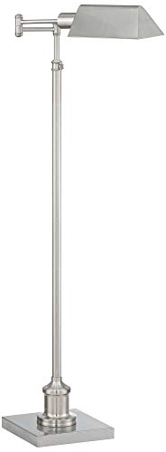Regency Hill Jenson Traditional Adjustable Pharmacy Light Floor Lamp Swing Arm Standing Base 54" Tall Brushed Nickel Silver Metal For Living Room Reading House Bedroom Home Office #TOP6