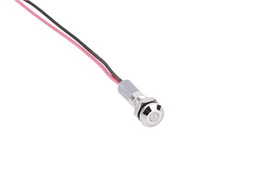 LED de señalización de 6mm mini piloto luminoso metálico blanco de 12V 24V con cables