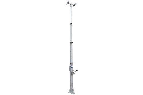 7-18' 4-Stage Light Mast - Cord Reel Mounting Plate - Wide Foundation w/T-Head Mast Plate - Galvanized Finish