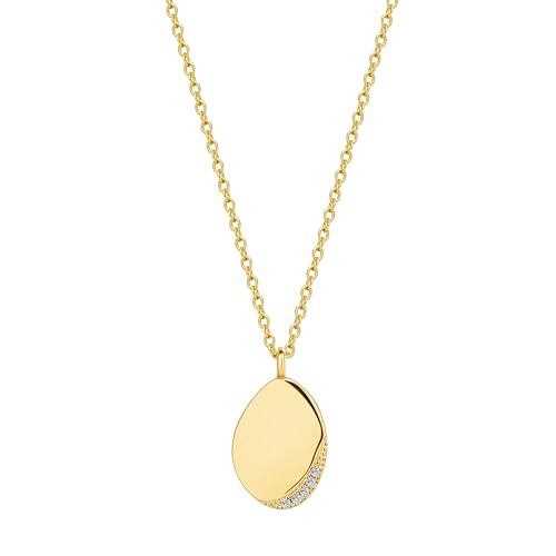 KICKGY Gold Pendant Necklace for Women,Dainty Gold Necklace 14K Gold Plated Oval Diamond Necklace Simple Gold Choker Necklaces Cute Necklaces for Women Fashion Gold Jewelry Gifts