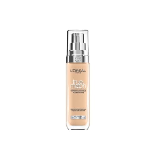 L'Oréal Paris Foundation for Face, Skincare Infused with Hyaluronic Acid, True Match Hydrating Liquid Foundation for All Skin Tones, SPF 16, 3N Creamy Beige, 30 ml
