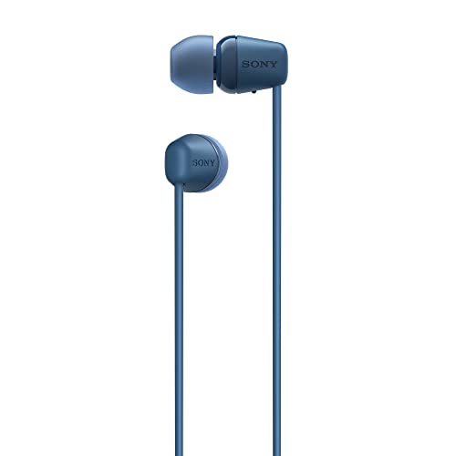 Sony WI-C100 Wireless Headphones with Customizable Equalizer for Deep Bass & 25 Hrs Battery, DSEE-Upscale, Splash Proof, 360RA, Fast Pair, in Ear Bluetooth Headset with Mic for Phone Calls (Blue) view 2