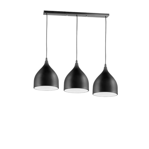 Suspension à 3 lumières au fini noir mat et aux finitions minimalistes soignées