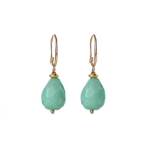 Chic Gemstone Earrings - Turquoise Jewelry for Women - Fashion Collection and Gifts for Women- Gold Filled Tear Drop Earrings - Bohemian Formal Everyday Jewelry - with Jewelry Box