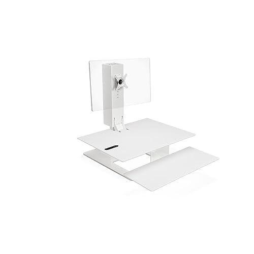 UPLIFT DESK - E7 Electric Standing Desk Converter, White Base, White Eco Worksurface (Single Monitor)