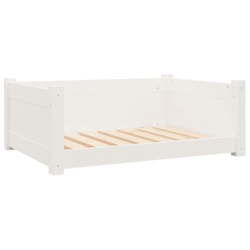 vidaXL Hundebett Weiß 75,5x55,5x28cm Massivholz Kiefer Hundekorb Hundesofa