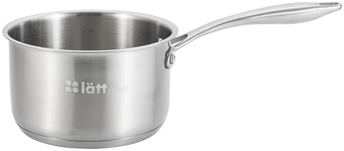 lätt Home Casseruola in acciaio inox 16 cm diametro adatto per fornelli a induzione in vetroceramica gas elettrico e forno - fondo Full Induction 5 strati - manico ergonomico in acciaio inossidabile