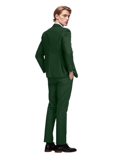 Men's Green Classic Fit 3-Piece Suit Set: Double Breasted Tuxedo for Wedding, Prom, Business3