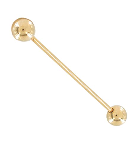 Gold Tone Mens Collar Bar Pin Flat Ball End 2"