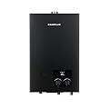 CAMPLUX Tankless Natural Gas Water Heater, 2.64 GPM Natural Gas Water Heater, Indoor, 68,000 BTU On Demand Instant Hot Water Heater, Black