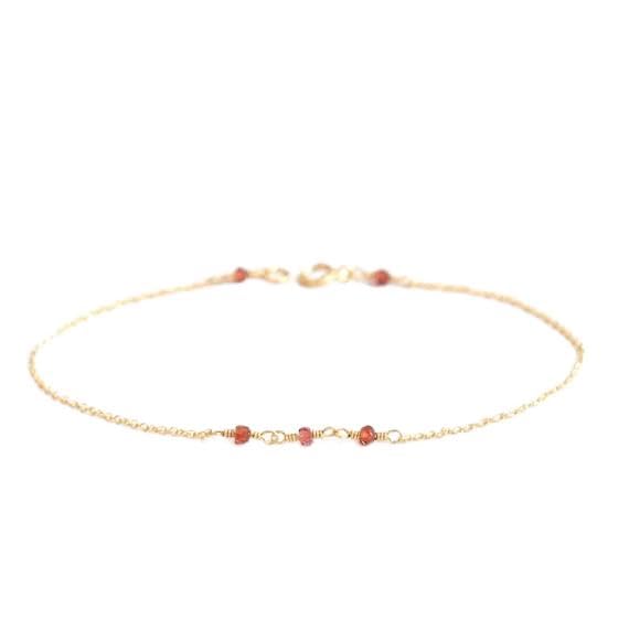 Bracelet en grenat naturel 2mm pour un cadeau précieux unisexe