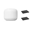 Google Nest WiFi Mesh Router (AC2200) with 2 Points, Google Assistant Built-in, 3-Pack, Snow Whole Home Coverage up to 5400 Sq Ft, Multiple 4K Streams, Handles 200 Devices, W/ 2X Microfiber Cloths