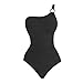 TianGiKi Women Bathing Suits Tummy Control One Shoulder Swimsuit with Ring 2026 Summer Beach Fashion Sexy Slimming Swimwear Black