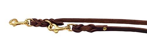 Hundeleine Fettleder Messing kleine Hunde/große Hunde 2m / 2,40m / 2,80m / 3,50m / 5m Doppelleine verstellbar (2m X 8mm, Dunkelbraun)