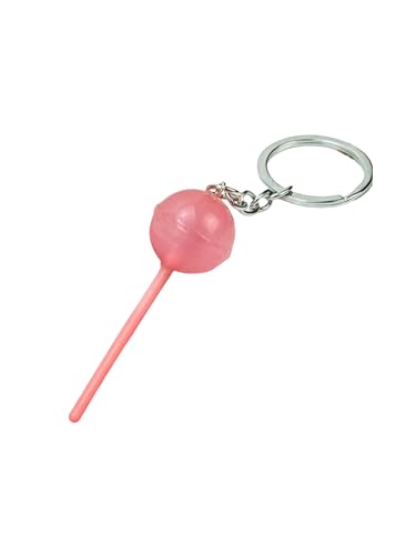 Tangseajiao 1 llavero rosa para bolso de mano, lindo y divertido llavero de piruleta para coche, accesorios, regalos para mujeres, por favor escribe 5 características para mi producto en inglés fácil