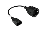 kabelmeister Netzkabel/Adapterkabel USV, Kaltgeräte-Stecker C14 an Schutzkontakt-Buchse Typ F, schwarz, 0,15m