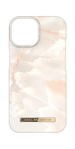 IDEAL OF SWEDEN Bedruckte Handyhülle niedliches buntes Muster schützende Abdeckung aus Hartplastik mit Mikrofaserfutter für das iPhone. Kompatibel mit iPhone 15 Pro (Rose Pearl Marble)