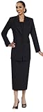 Women Two-Piece Skirt Suit Set | Church Skirt with Button Closure Jacket and Gloves | Choir Uniform by Ben Marc | BM2299 Black