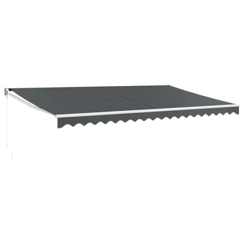 vidaXL Markise, Sonnenmarkise Einziehbar, Gelenkarmmarkise mit Kurbel, Terrassenmarkise Balkonmarkise Sonnenschutz, Anthrazit 5x3m Stoff Aluminium