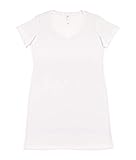 LAT Ladies 100% Cotton Fine Jersey V-Neck Coverup, White, S/M