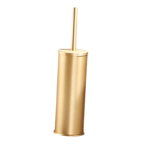 Image of Toilet Brush and Holder Toilet Scrubber Long Handle Decorative Keep Neat and Clean Bristles Minimalist Space Saving Standing, Gold
