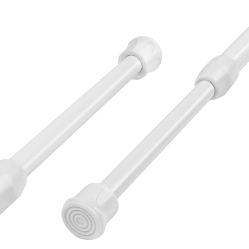HOTUT 2 Pcs Net Curtain Rods Extendable, 30-50cm Tension Rods for Curtains, No Drilling Rustproof Adjustable Small Spring Tension Rods Extendable Cupboard Bars for Windows, Kitchen, Bathroom, Wardrobe