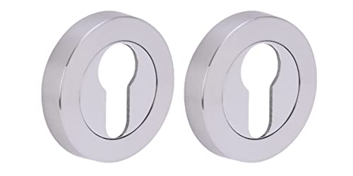 HANDLEZONE® 2 Pack Euro Cylinder Door Lock Key Escutcheon Covers - Satin Chrome