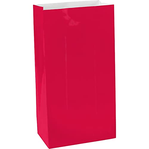 Unique Party Paper Bags, 12 Count (Pack Of 1), Ruby Red #TOP2